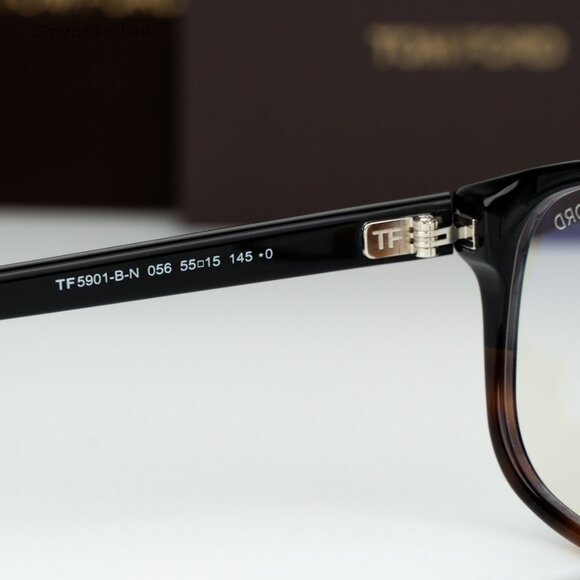 Tom Ford Women Eyeglasses Black Havana Blue Light Block Pilot FT5901-B-N 056 NEW - Picture 5 of 9